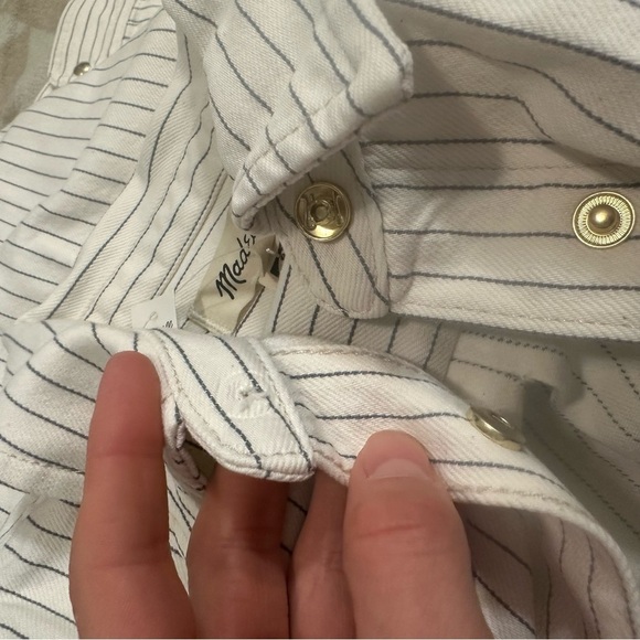 Madewell Denim Classic Button-Up Shirt in Pinstripe Grey Railroad Stripe - Picture 6 of 7